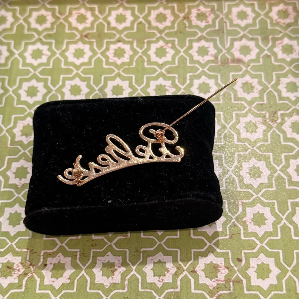 Avon Gold-Tone “Believe” Script Pin with Crystal Accent – Vintage — NEW